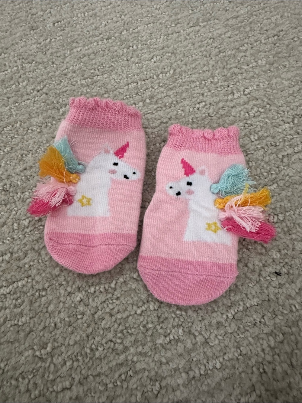 Mud Pie Pink Unicorn Tassel Baby Socks